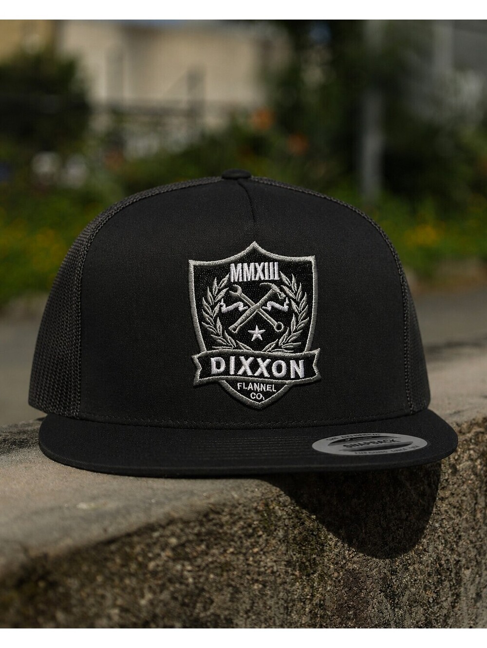 Dixxon Flannel Co. Hammer Wrench  Shield Trucker Hat Snap Back Flat Brim Yupoong